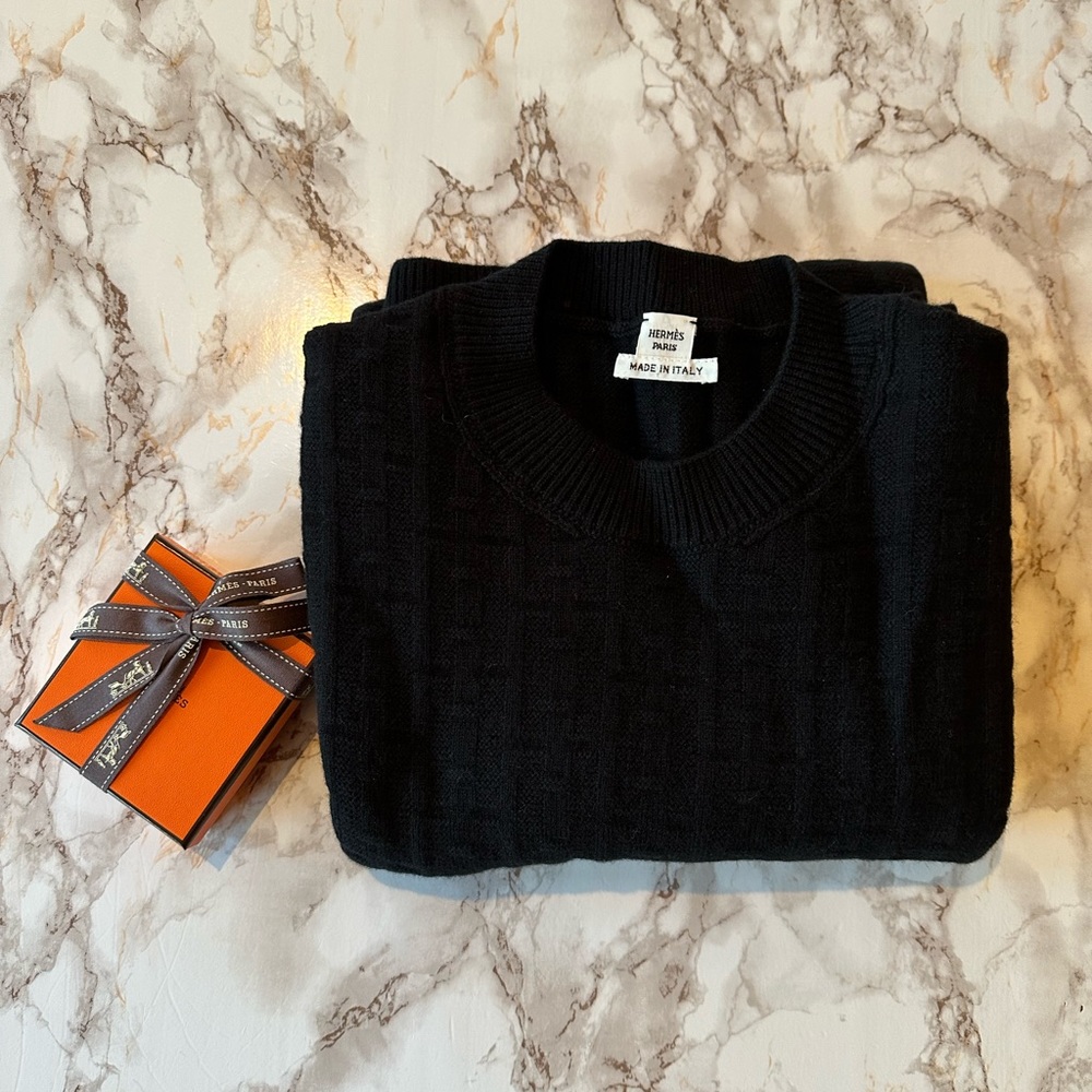 Hermes H Short Sleeve Dress Noir Sz S (34)